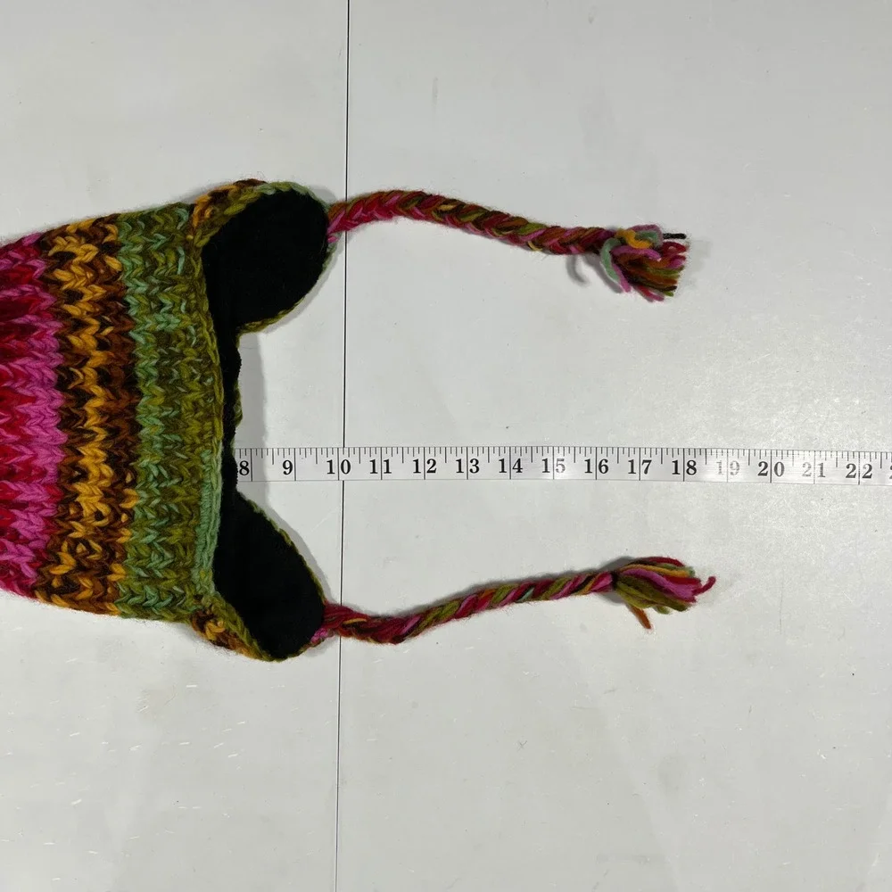 Kathmandu Imports Wool Earflap Granola Hat Fleece Lined Fair Isle Nordic OS